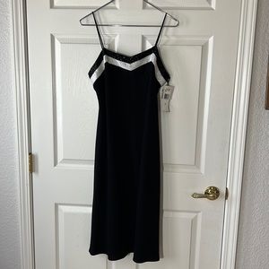 NWT Vintage Lauren Ralph‎ Lauren Black Dress with B&W beaded trim, Sz 8